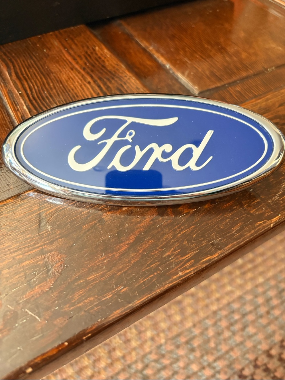Vintage Ford Blue and White Oval Wall Emblem